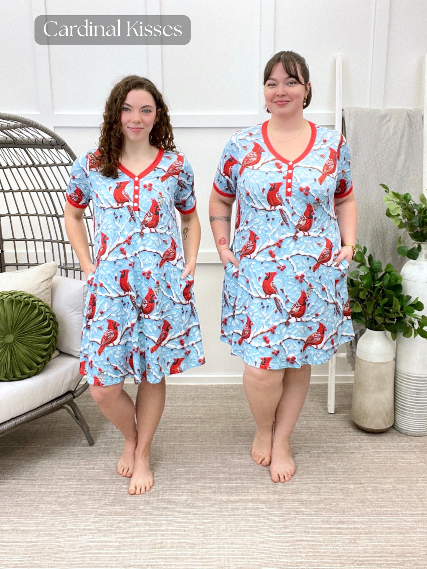 Women's Soft Printed Nightgown with Pockets | S–4XL