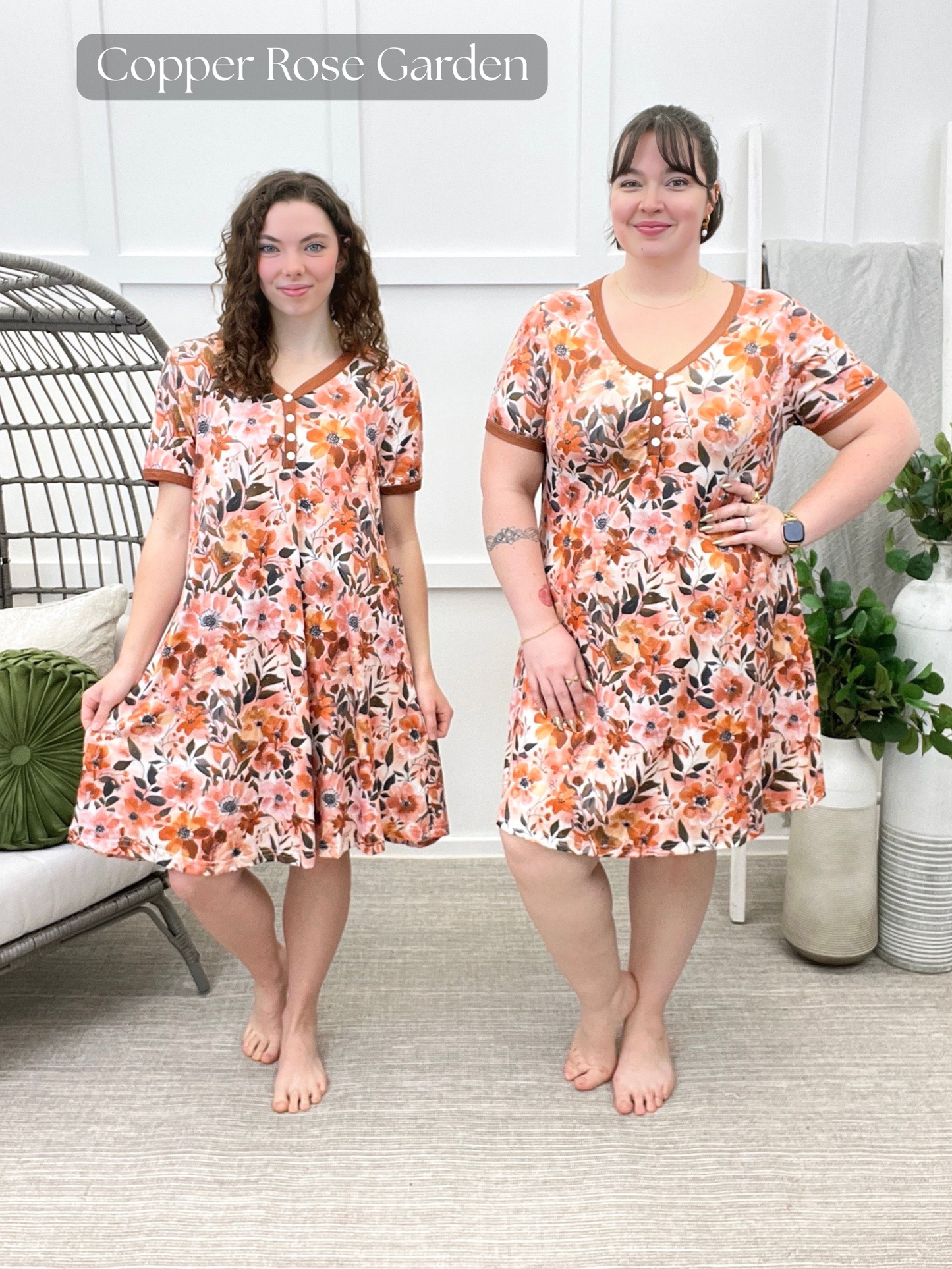 Women's Soft Printed Nightgown with Pockets | S–4XL