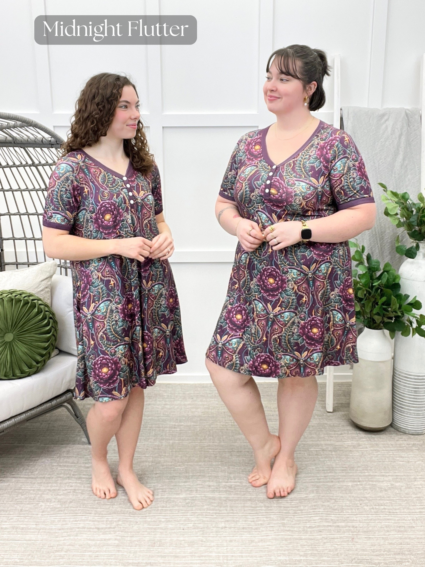 Women's Soft Printed Nightgown with Pockets | S–4XL
