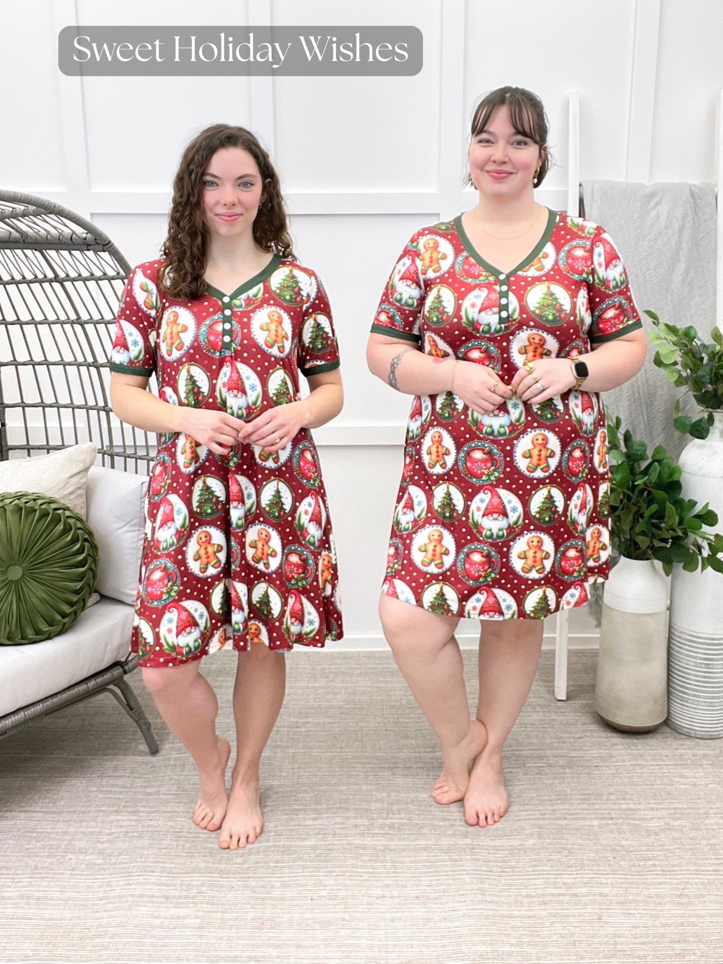 Women's Soft Printed Nightgown with Pockets | S–4XL