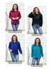 Dear Scarlett Daydream Daze women's fuzzy knit sweater in Berry Blush, Black Ice, Cobalt Blue, and Teal Glow with metallic shimmer.