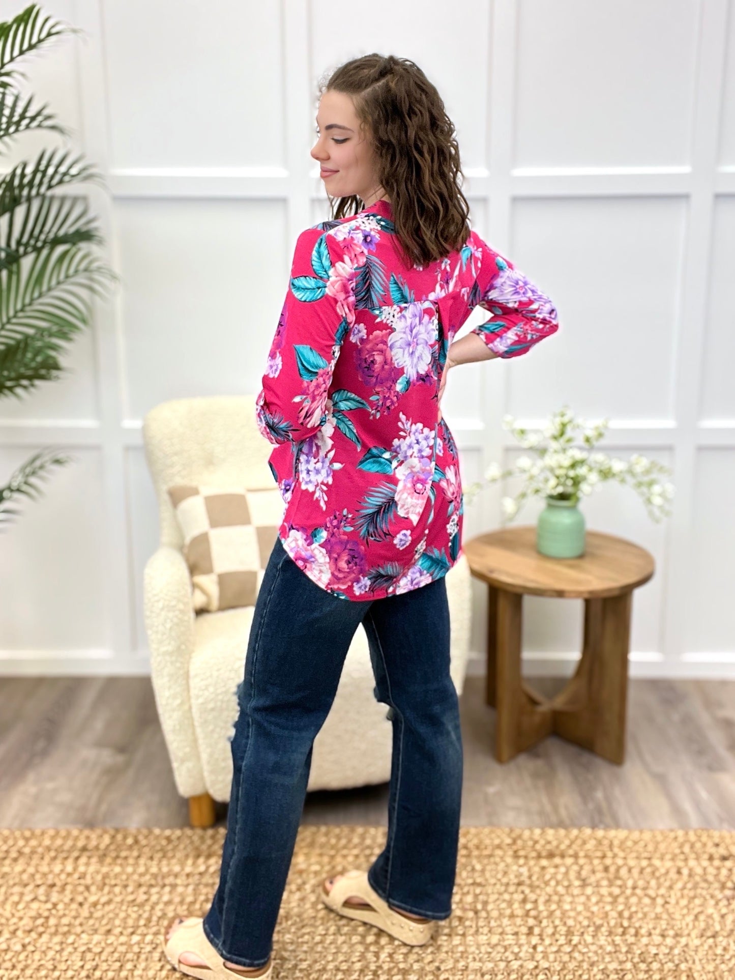 Dear Scarlett Radiant Floral Escape Tunic Top