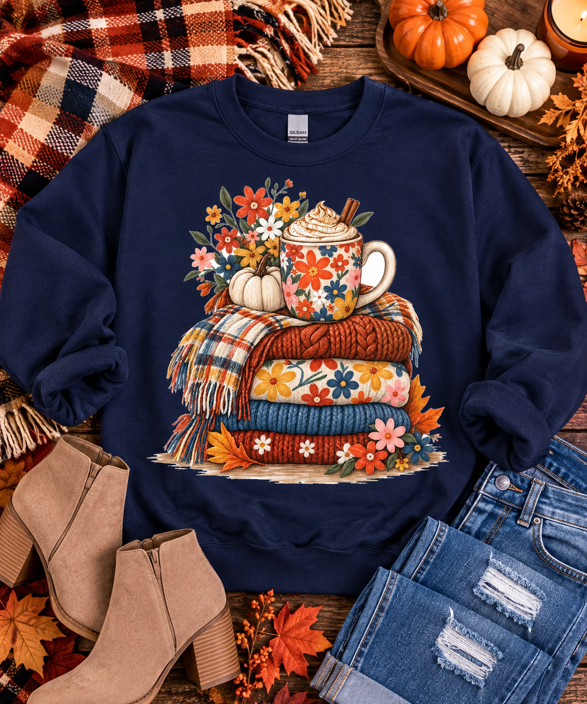 Cozy Season Stack Graphic Tee & Sweatshirt
