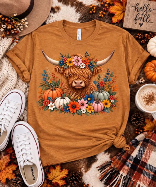 Pumpkin Patch Highland Cow Graphic Tee