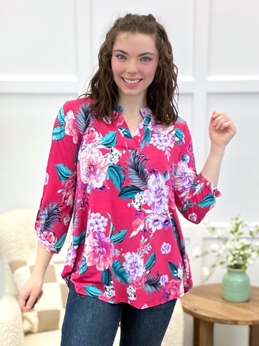 Dear Scarlett Radiant Floral Escape Tunic Top