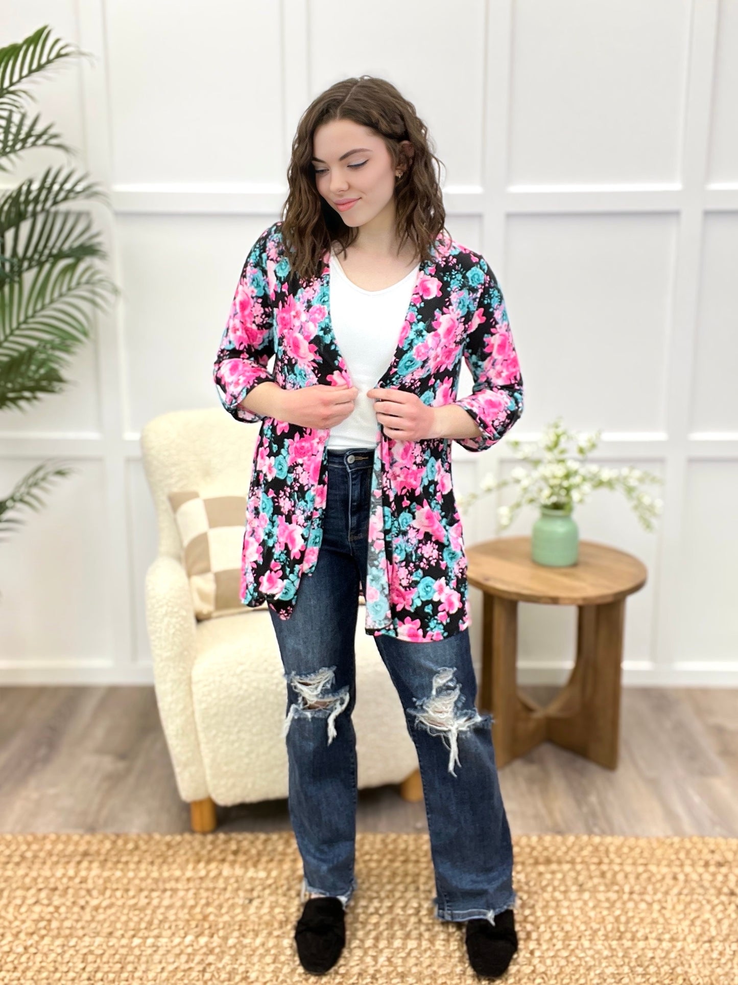 Dear Scarlett Floral Bloom Open-Front Cardigan