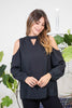 Women's Black Long Sleeve Cold Shoulder Top w/ Keyhole Neckline