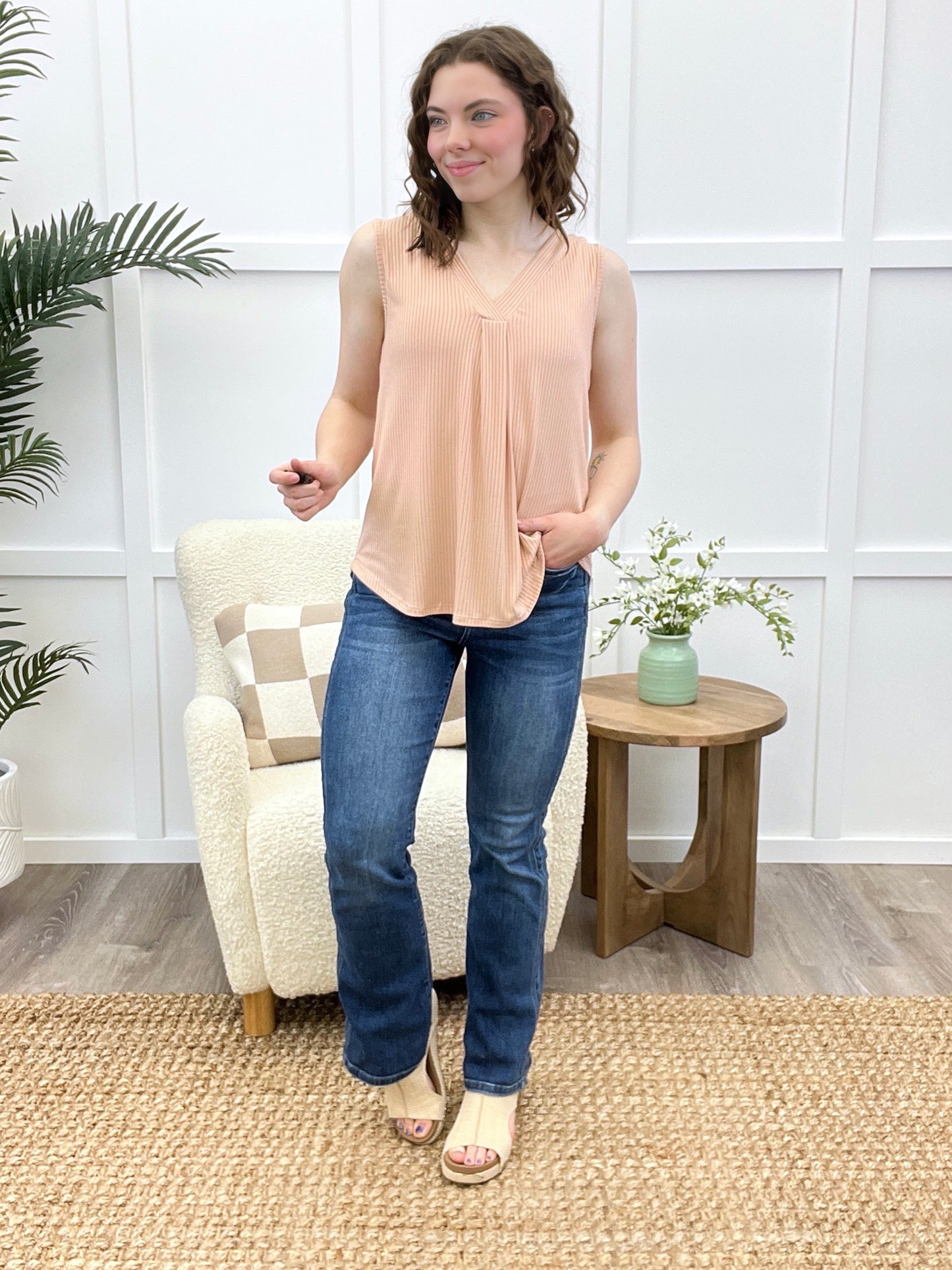 Go With The Flow Sleeveless Top - Peach