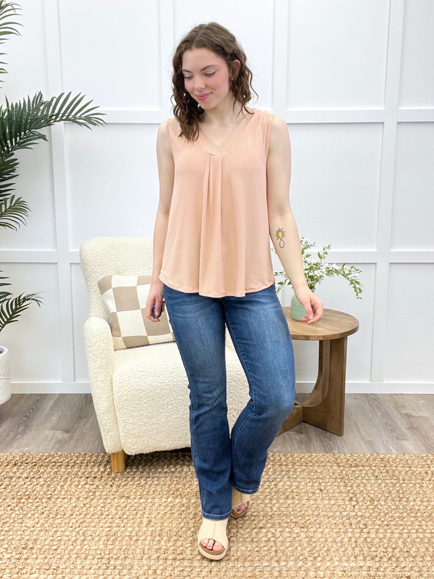 Go With The Flow Sleeveless Top - Peach