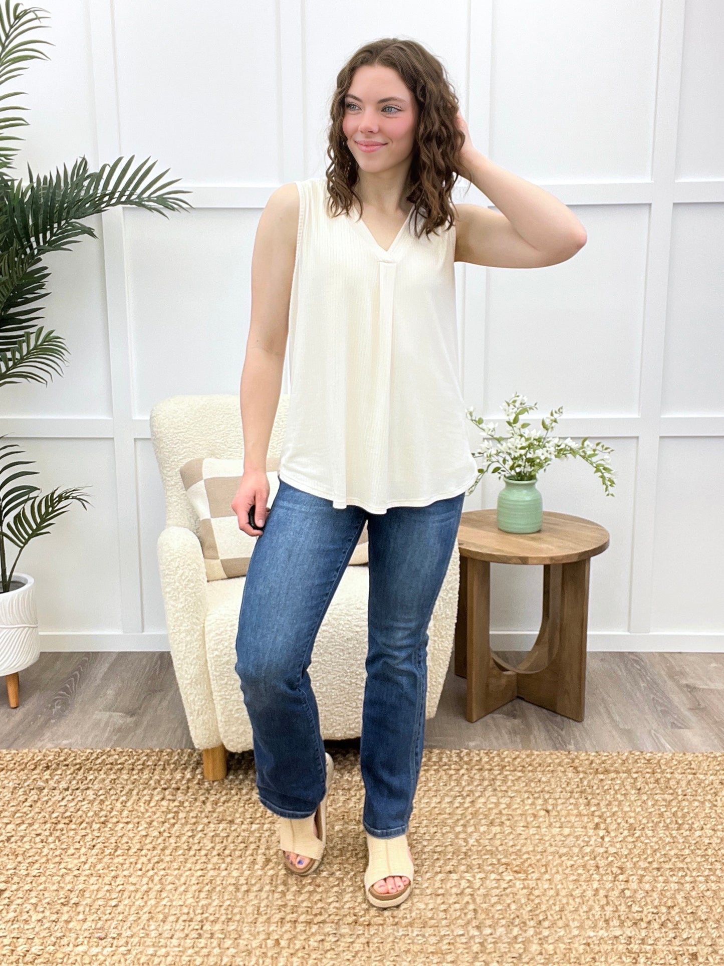 Go With The Flow Sleeveless Top - Natural