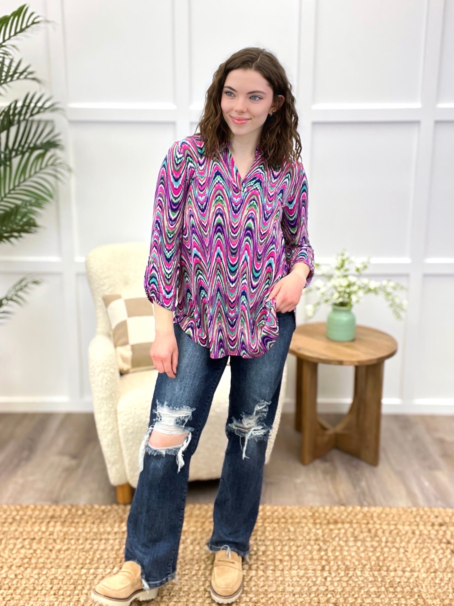 Dear Scarlett Vibrant Waves Tunic Lizzy Top