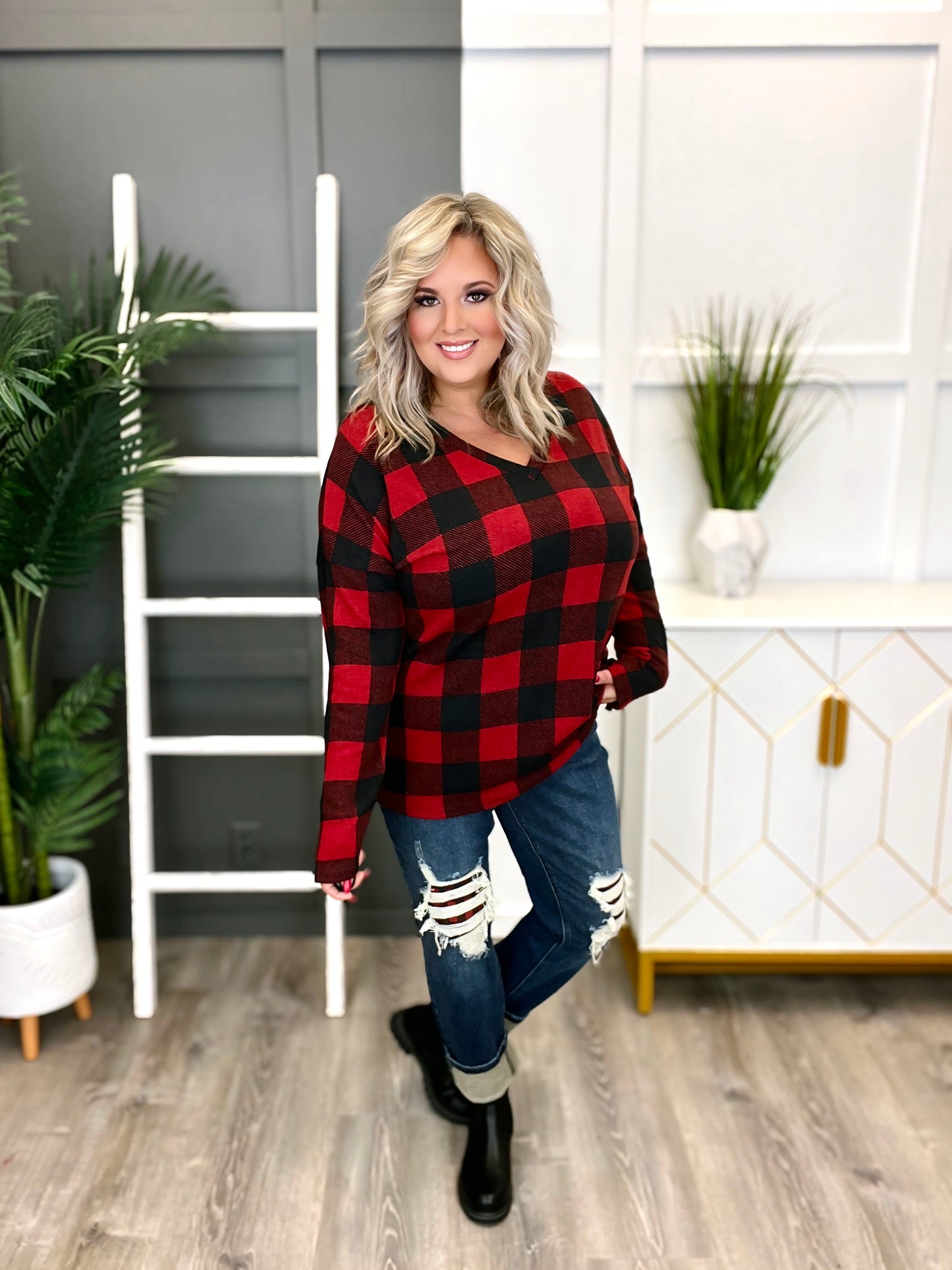 Judy Blue Be My Boyfriend Buffalo Plaid Boyfriend Jeans