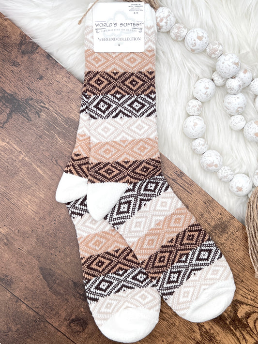 Chocolate Multi Gem Crew Socks