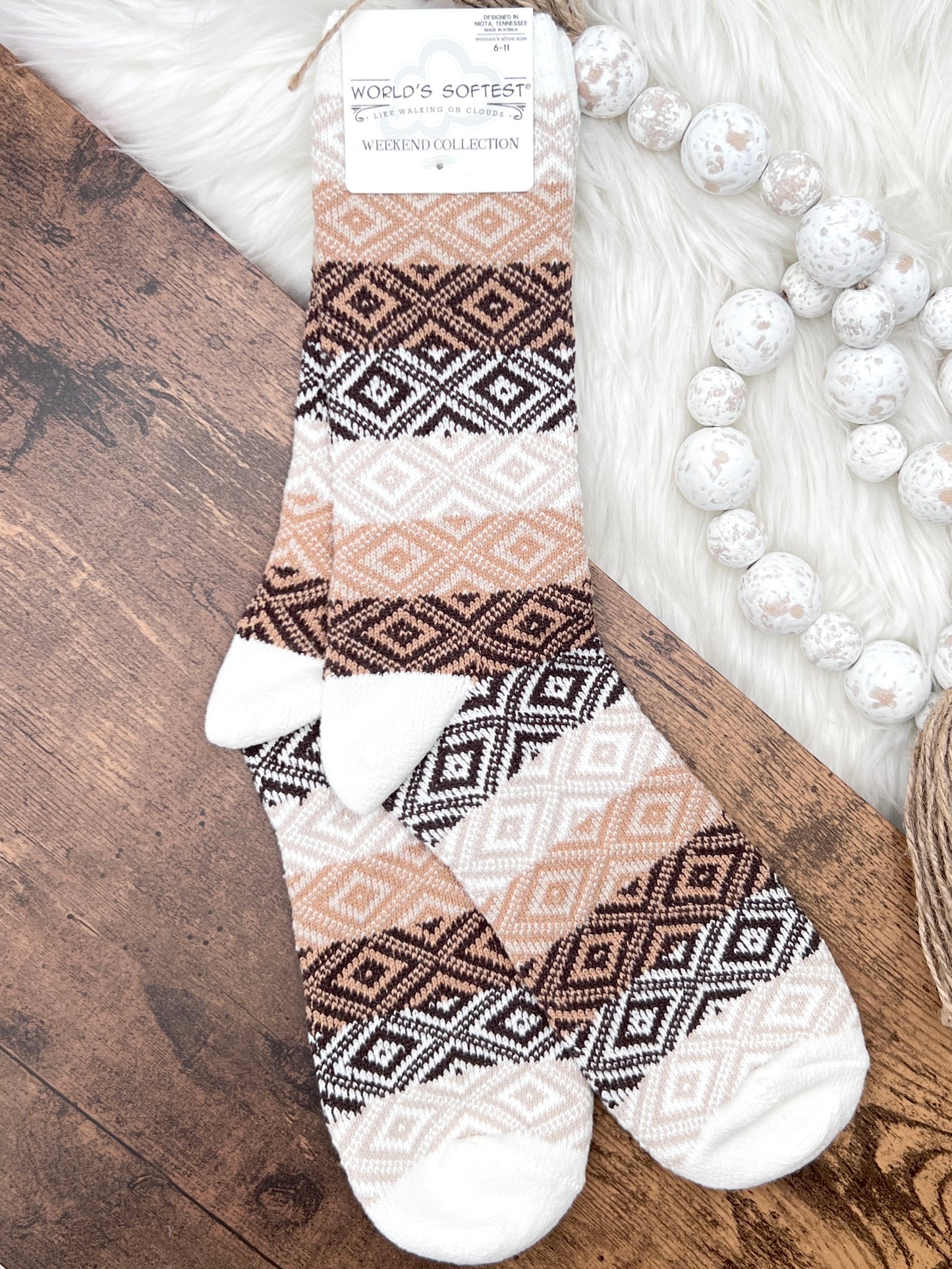 Chocolate Multi Gem Crew Socks