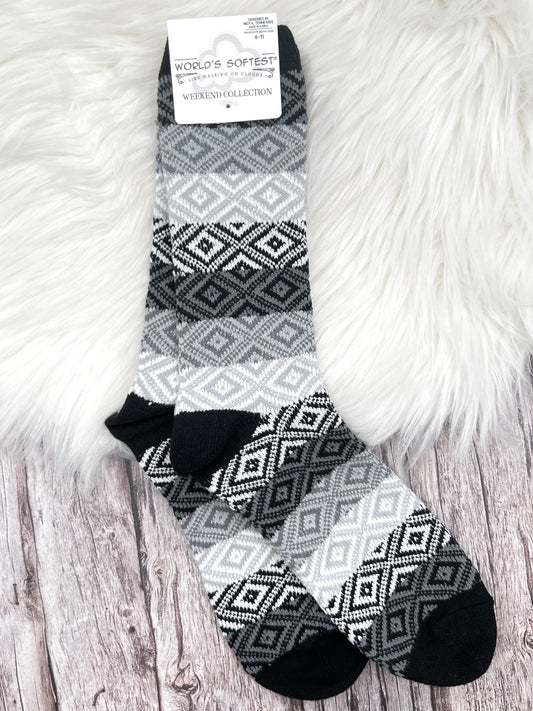 Black Multi Gem Crew Socks