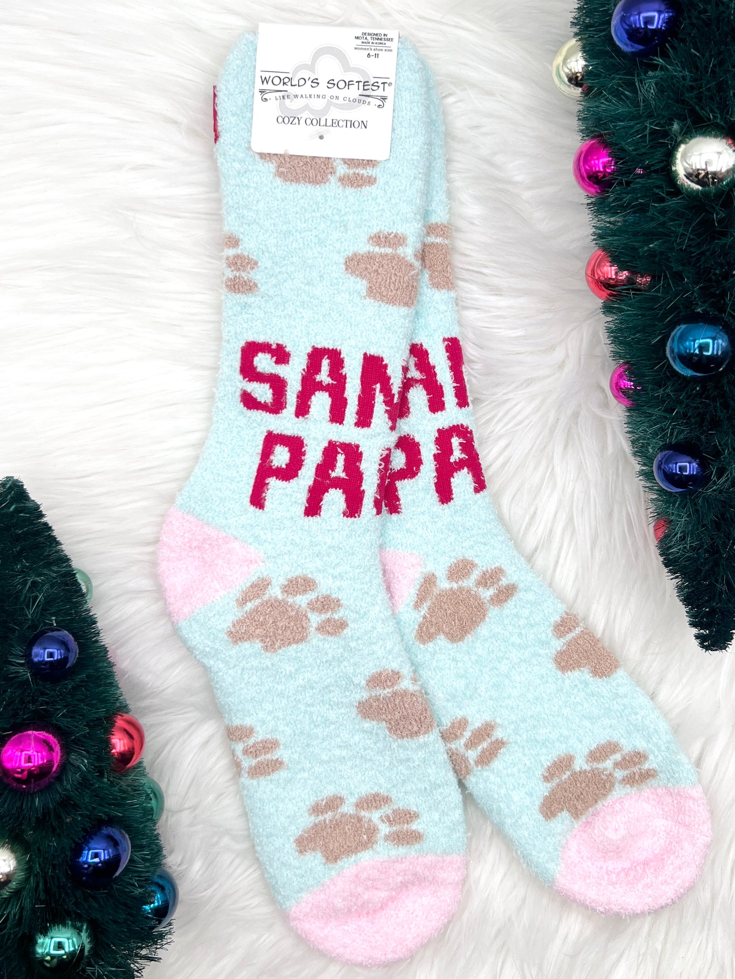 Cozy Crew Socks - Santa Paws