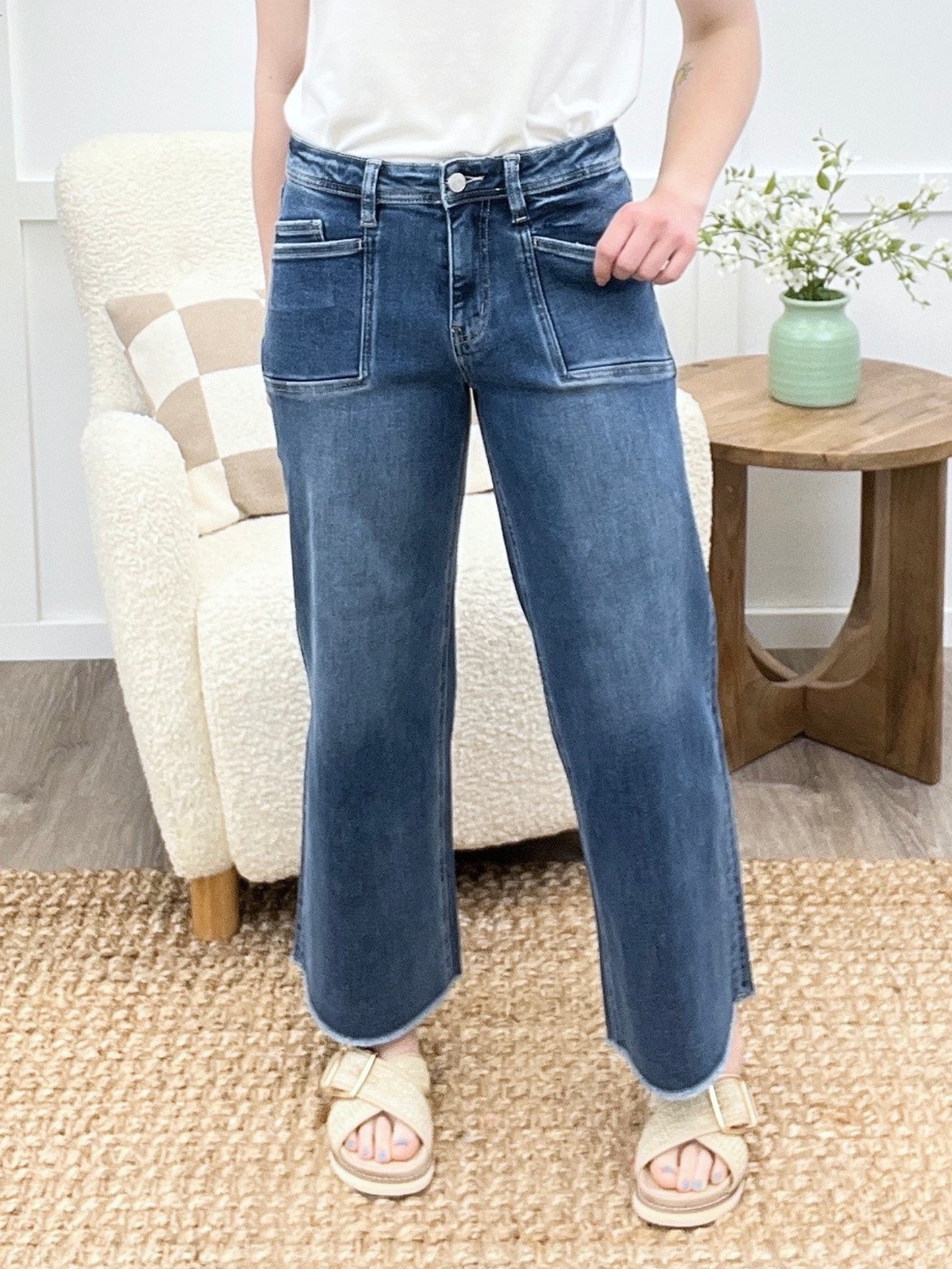 Haley High Rise Crop Wide Jeans
