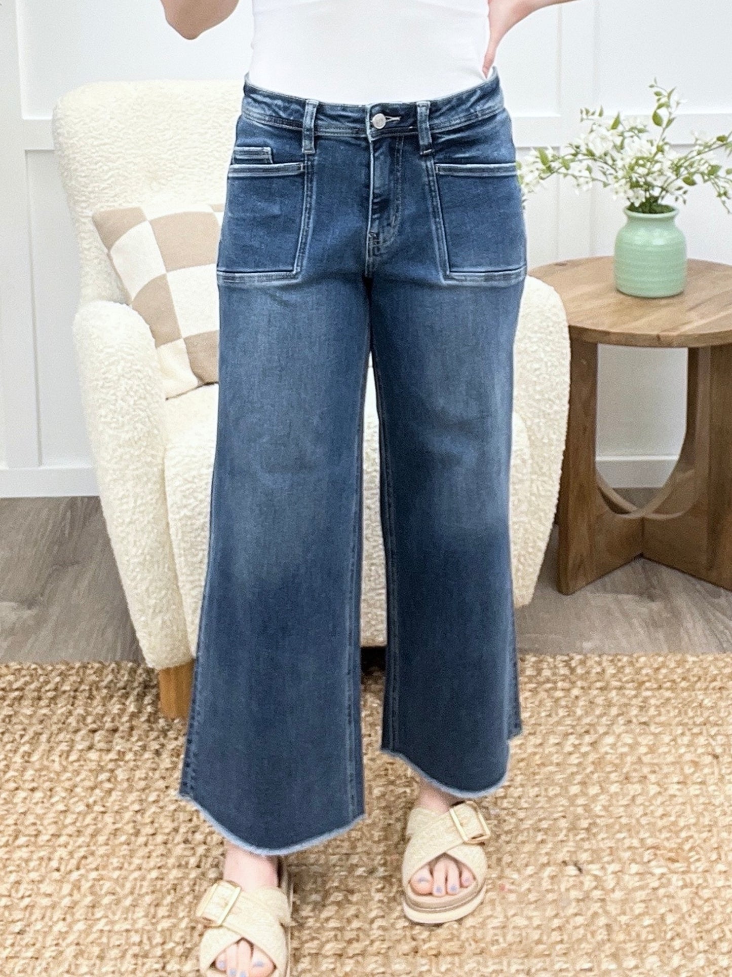 Haley High Rise Crop Wide Jeans