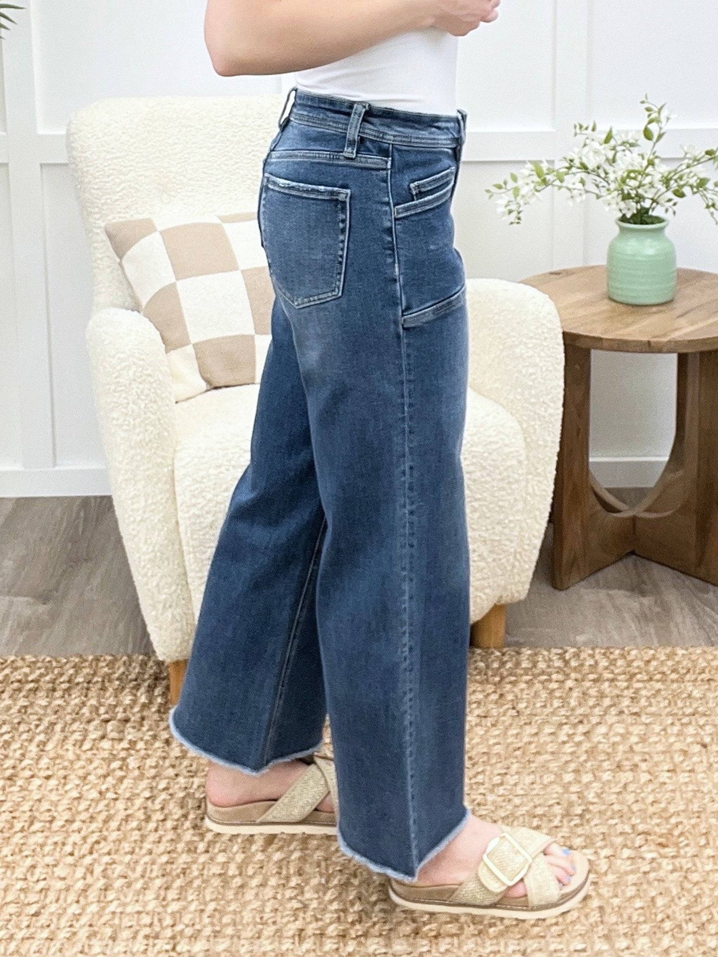 Haley High Rise Crop Wide Jeans