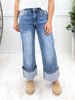 The Blake From Saige Mid Rise Cuffed Wide Leg Jeans