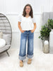 The Blake From Saige Mid Rise Cuffed Wide Leg Jeans