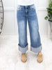 The Blake From Saige Mid Rise Cuffed Wide Leg Jeans