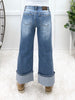 The Blake From Saige Mid Rise Cuffed Wide Leg Jeans
