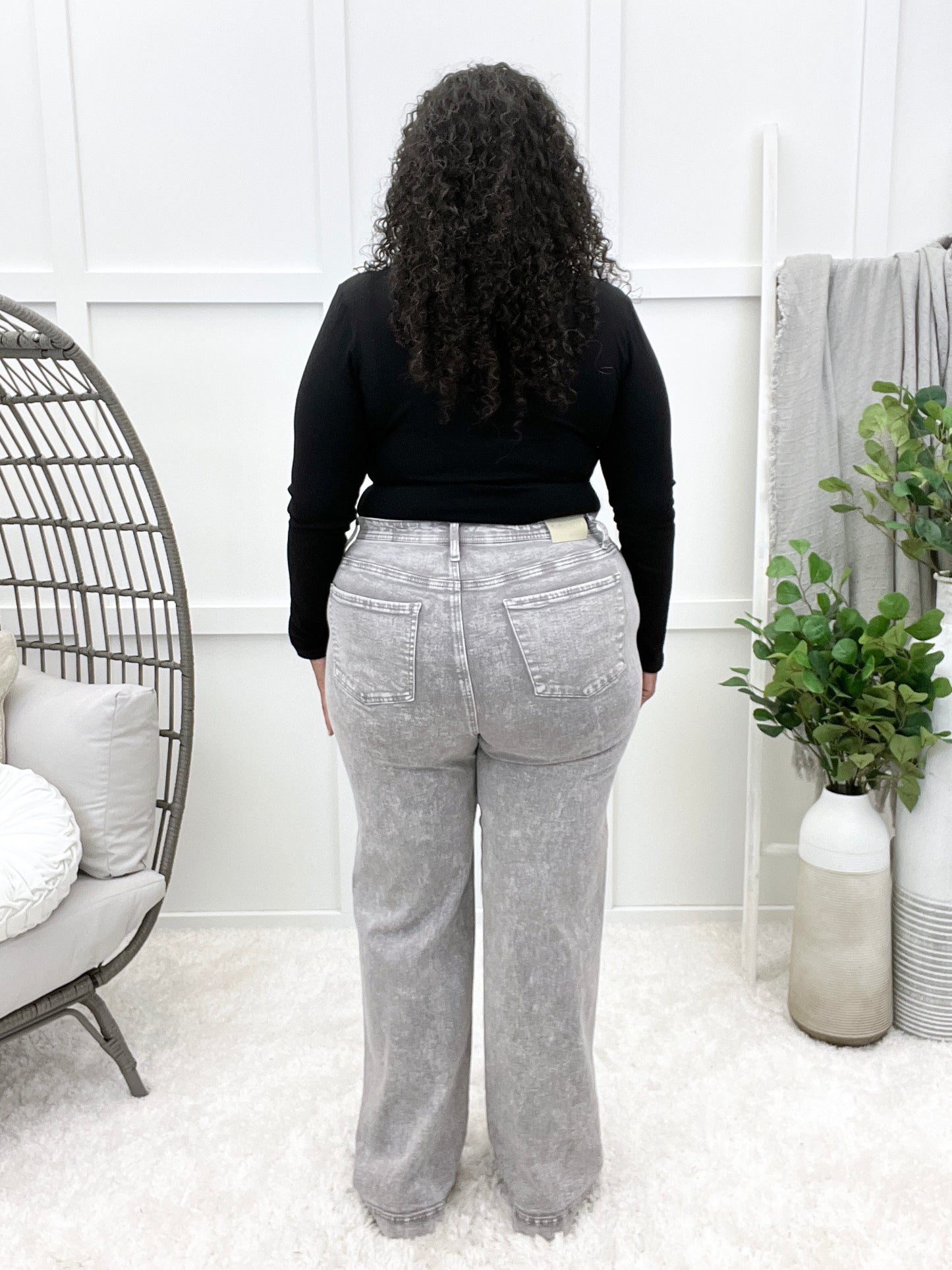 The Ava From Saige Tummy Control Straight Leg Jeans - Silver Grey