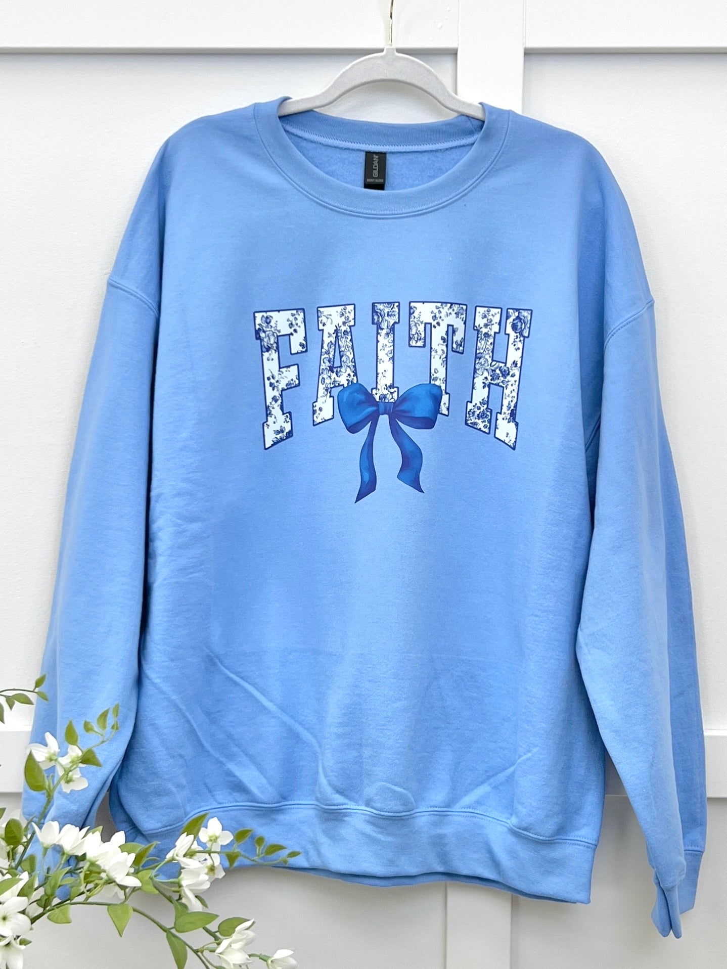 Floral FAITH w/ Bow Graphic Sweatshirt