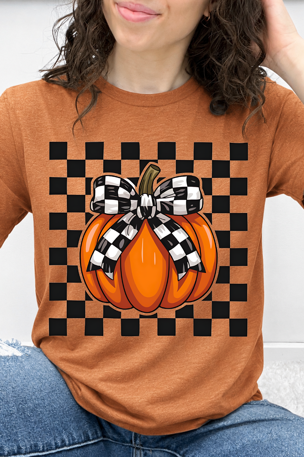 White Checker Bow & Pumpkin Graphic Collection