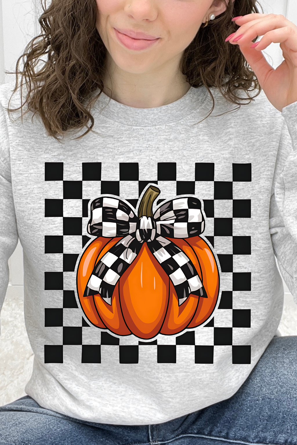 White Checker Bow & Pumpkin Graphic Collection