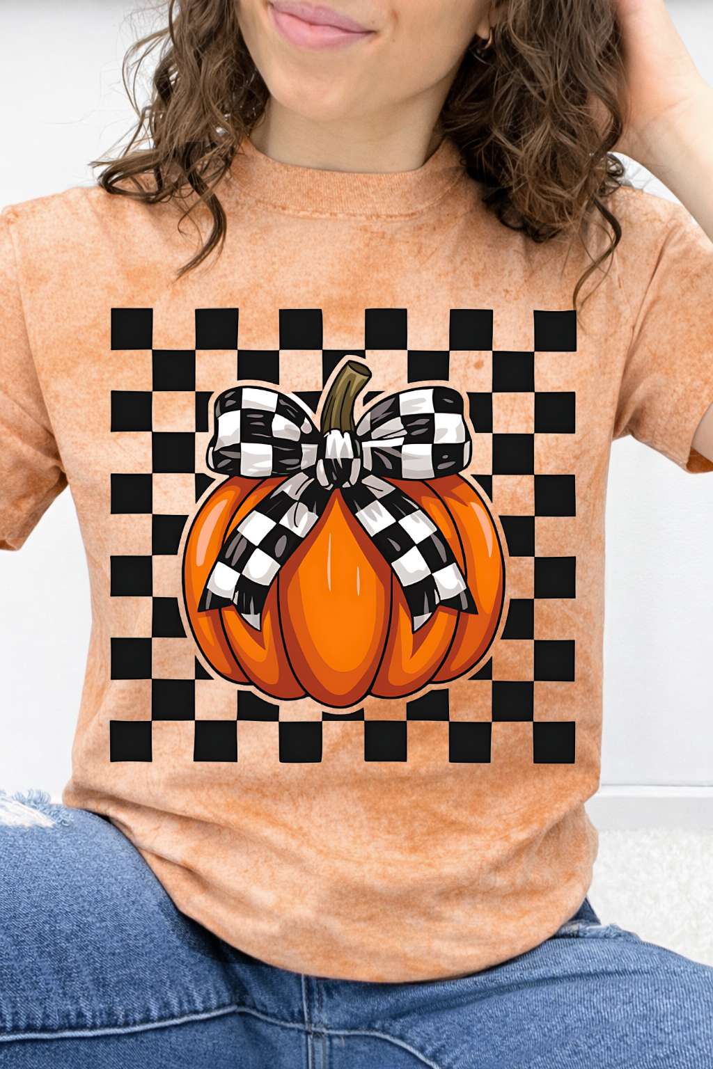 White Checker Bow & Pumpkin Graphic Collection