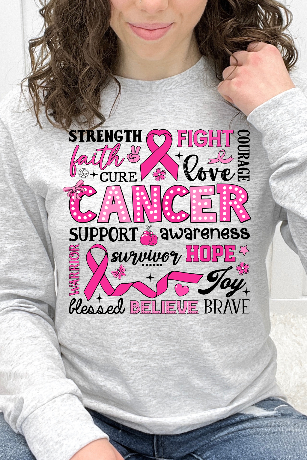Strength, Fight & Cancer Awareness Word Art Graphic Collection