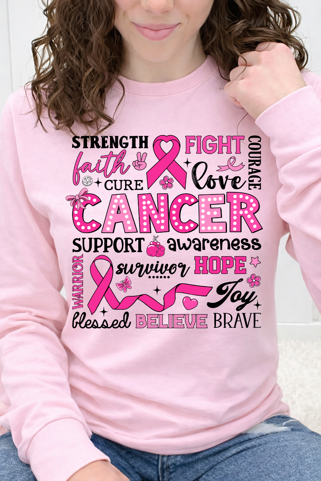 Strength, Fight & Cancer Awareness Word Art Graphic Collection