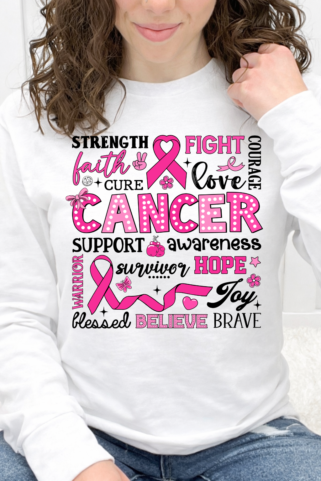 Strength, Fight & Cancer Awareness Word Art Graphic Collection