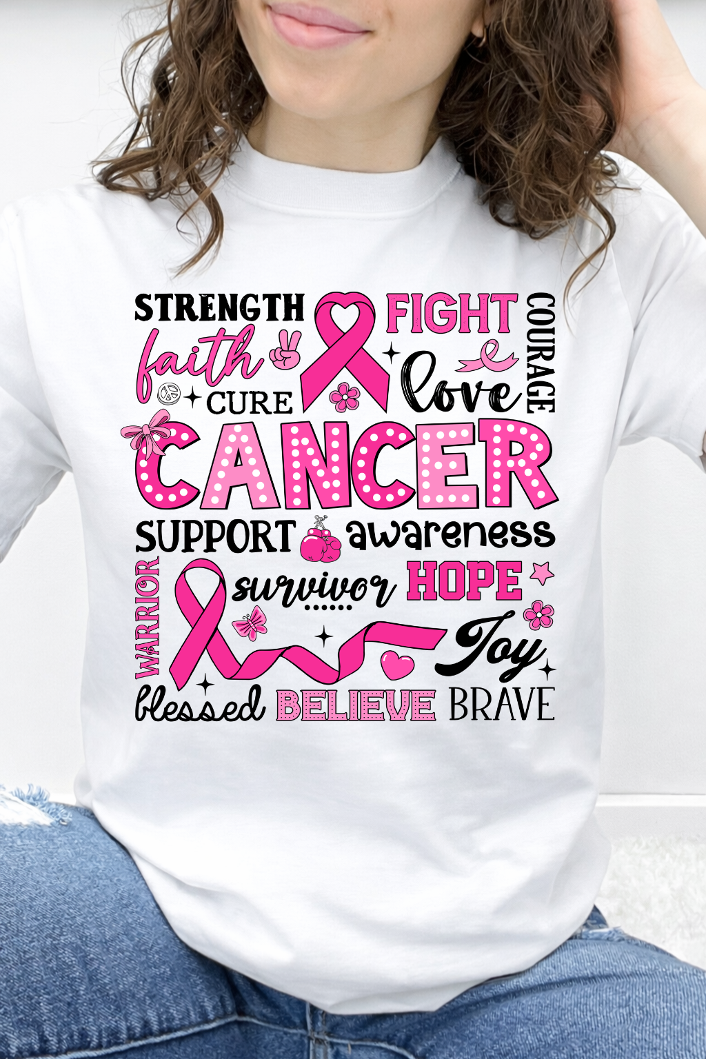 Strength, Fight & Cancer Awareness Word Art Graphic Collection