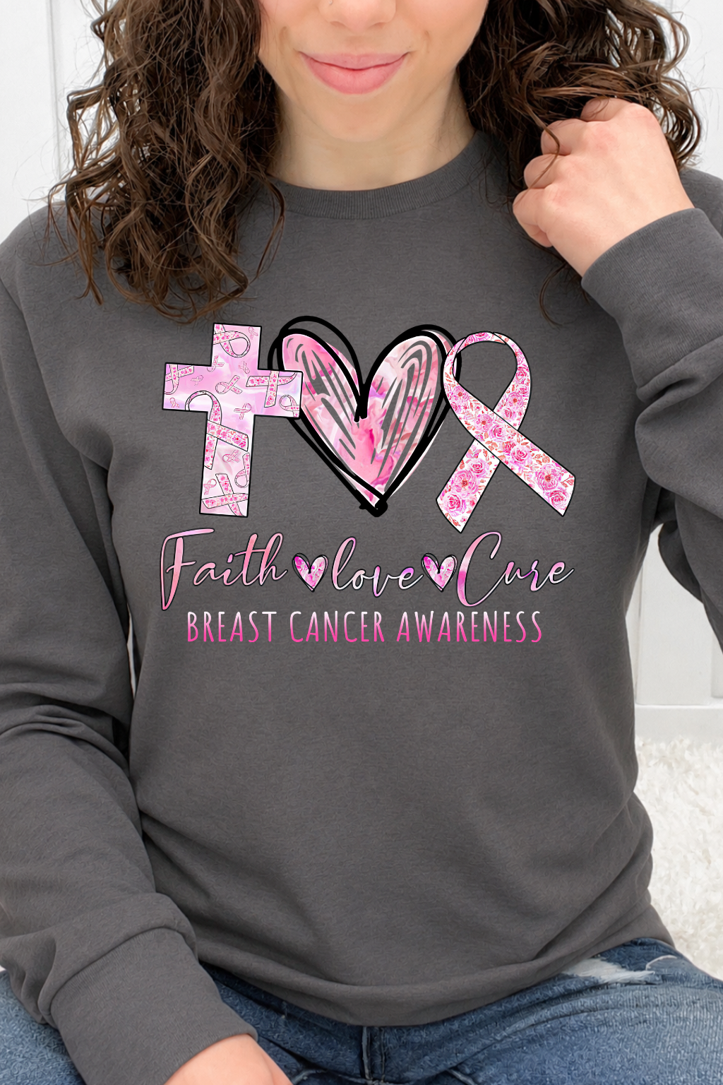 Faith Love Cure "Breast Cancer Awareness" Graphic Tee