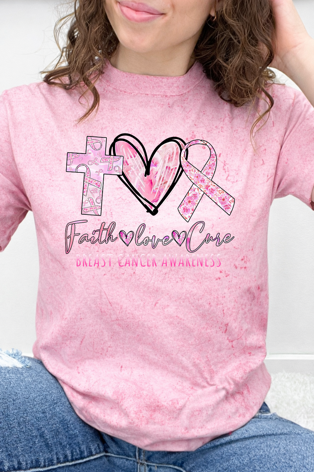 Faith Love Cure "Breast Cancer Awareness" Graphic Tee
