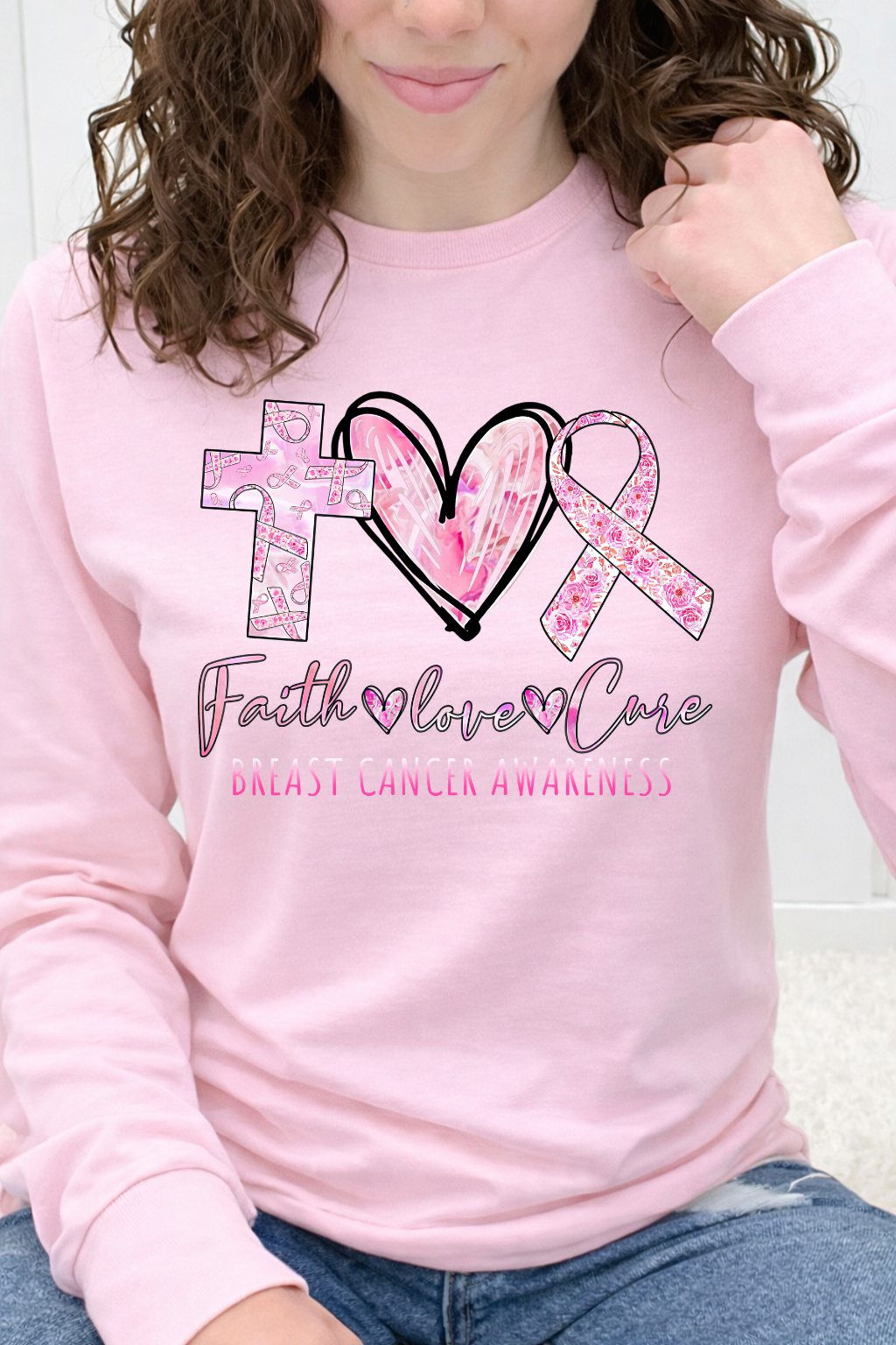 Faith Love Cure "Breast Cancer Awareness" Graphic Tee