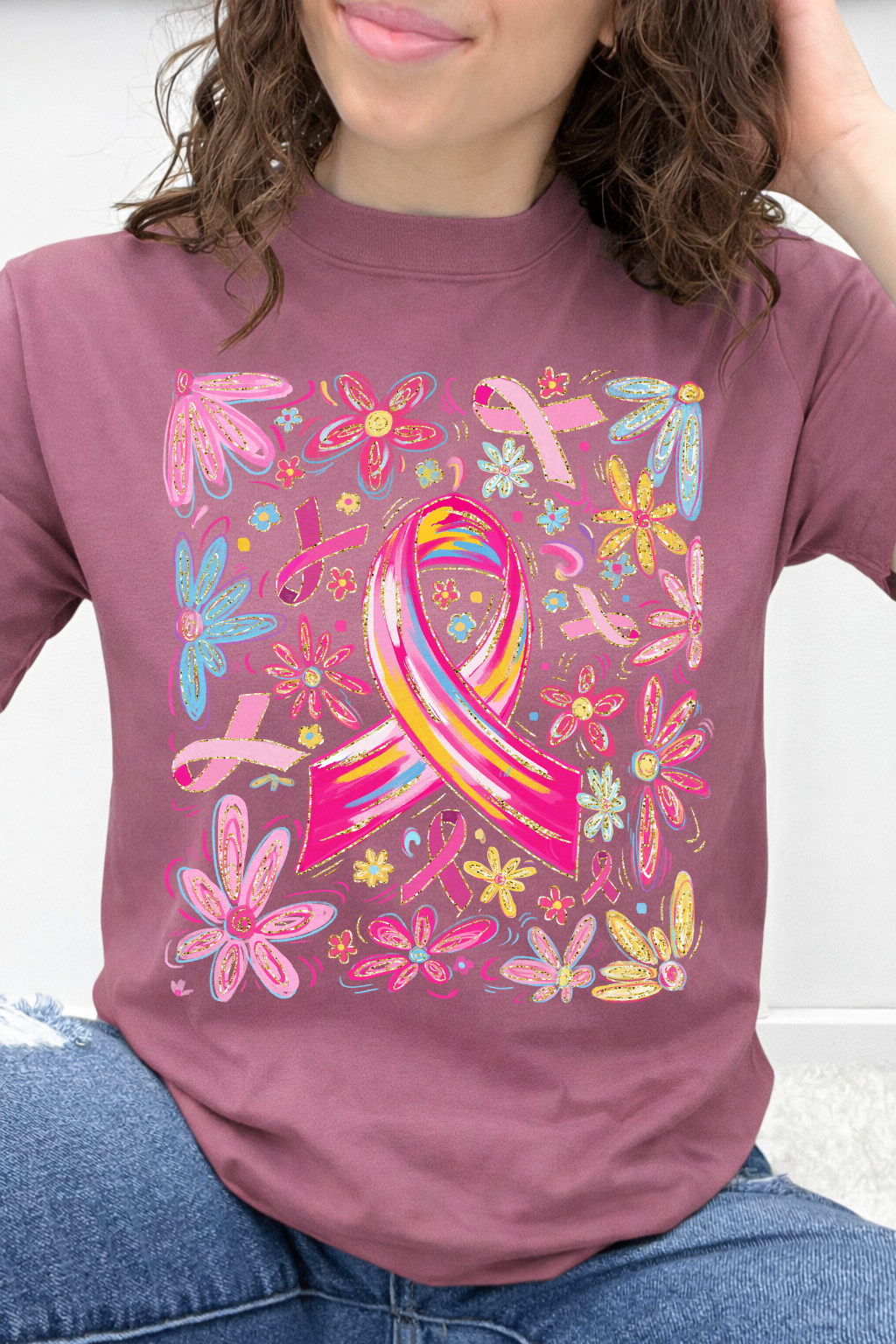 Painted Pink Ribbon & Daisies Graphic Collection