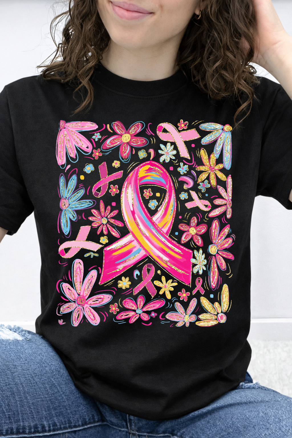 Painted Pink Ribbon & Daisies Graphic Collection