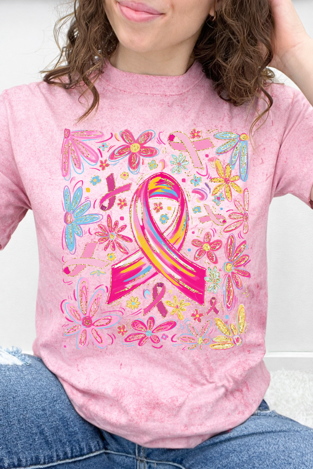 Painted Pink Ribbon & Daisies Graphic Collection