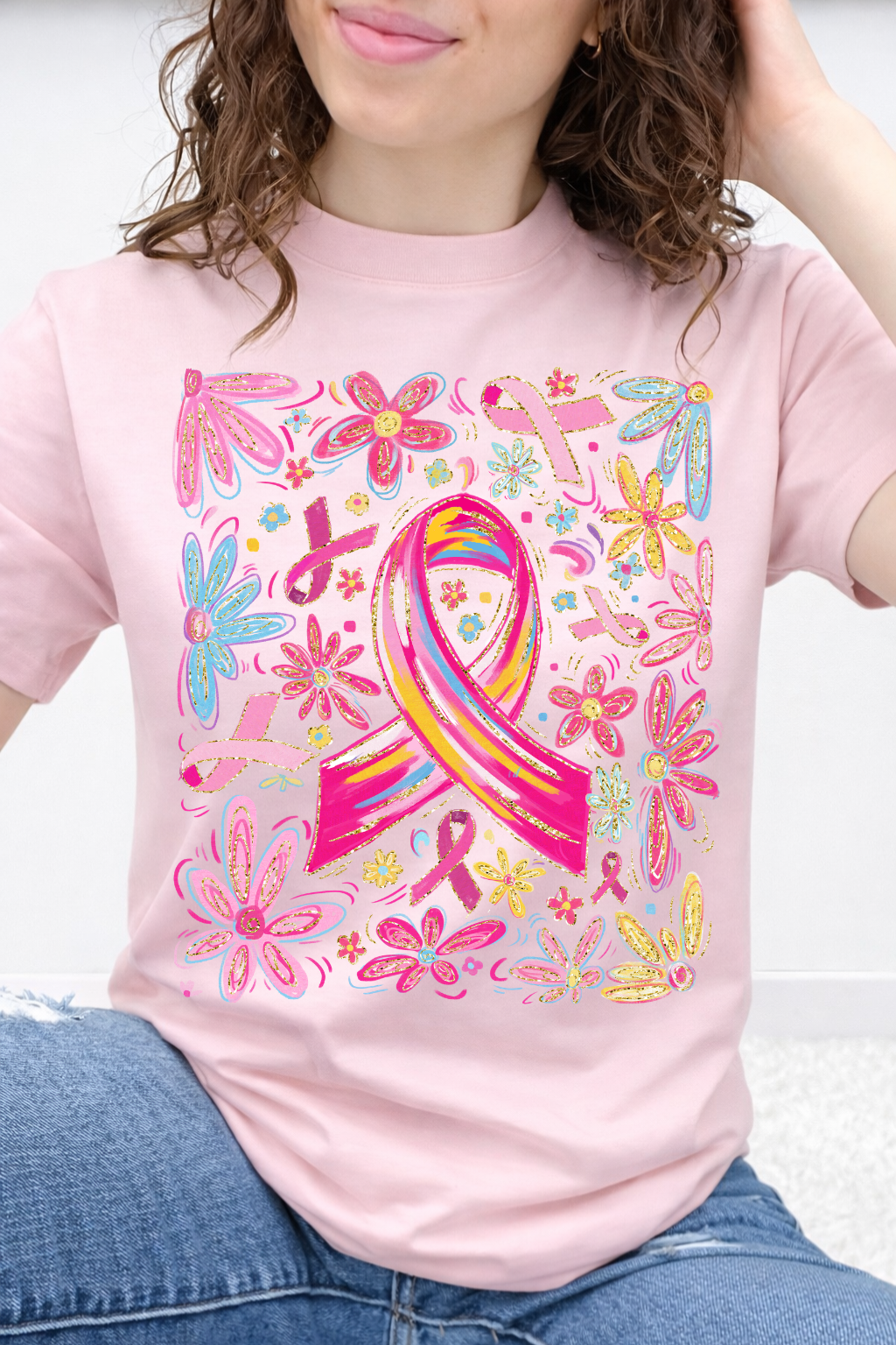 Painted Pink Ribbon & Daisies Graphic Collection