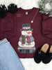 Denim Patchwork Snowman Graphic Sweatshirt