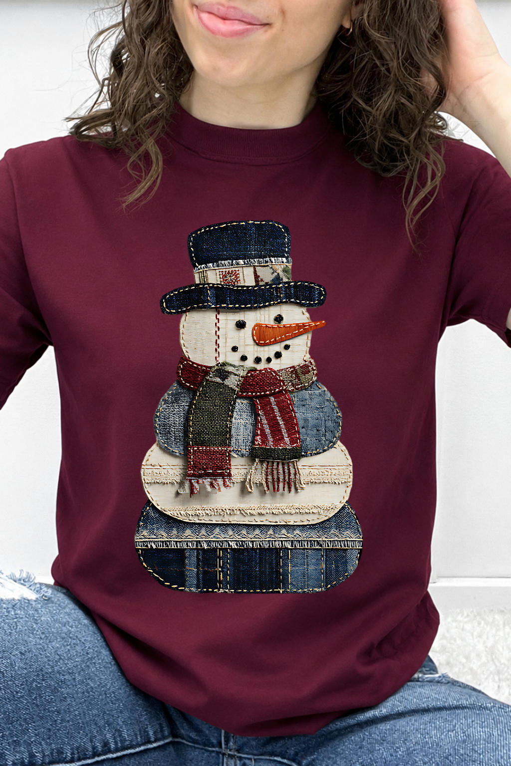 Denim Patchwork Snowman Graphic Collection