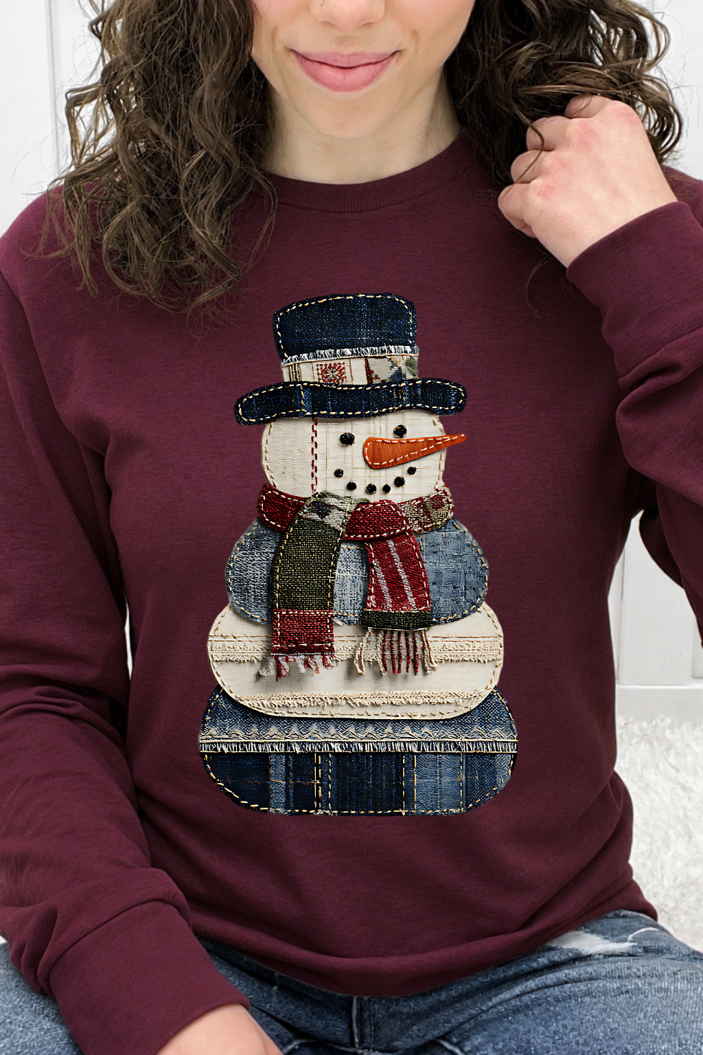 Denim Patchwork Snowman Graphic Collection