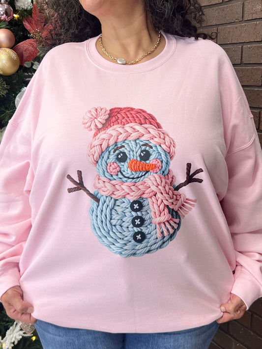Cozy Knit Snowman Graphic Sweatshirt