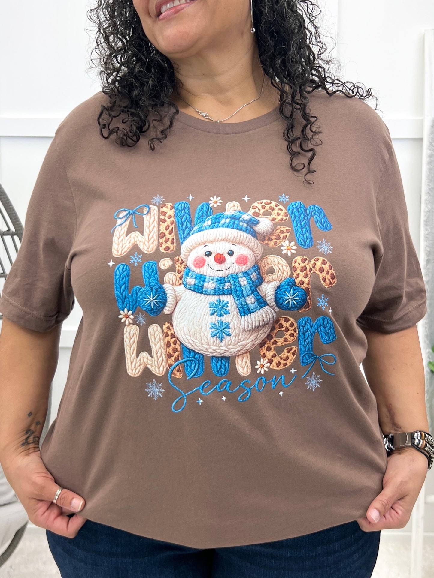 Winter Season Knit Snowman Graphic Shirt