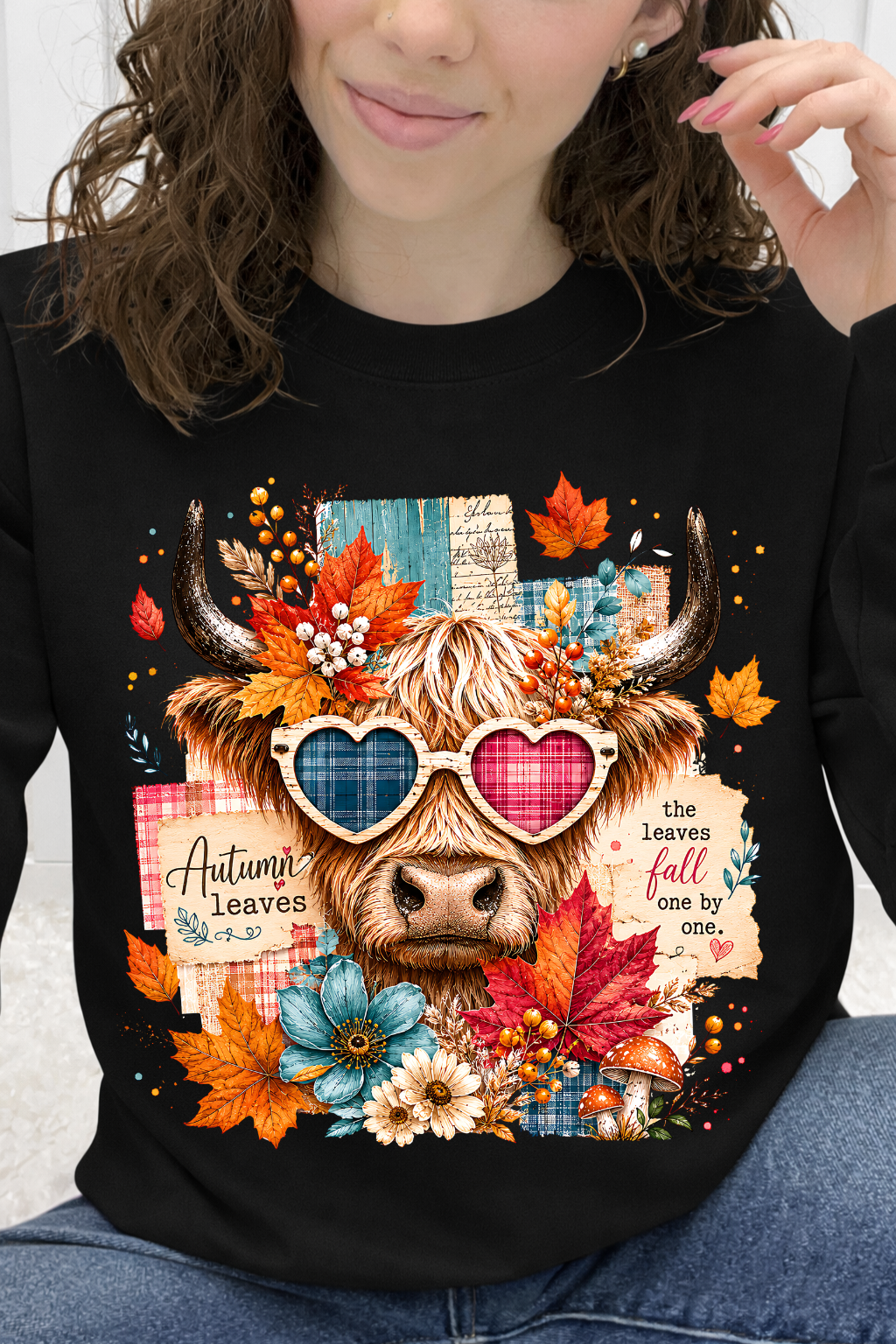 Heart Eyes Highland Cow – "Leaves Fall One by One" Graphic Collection
