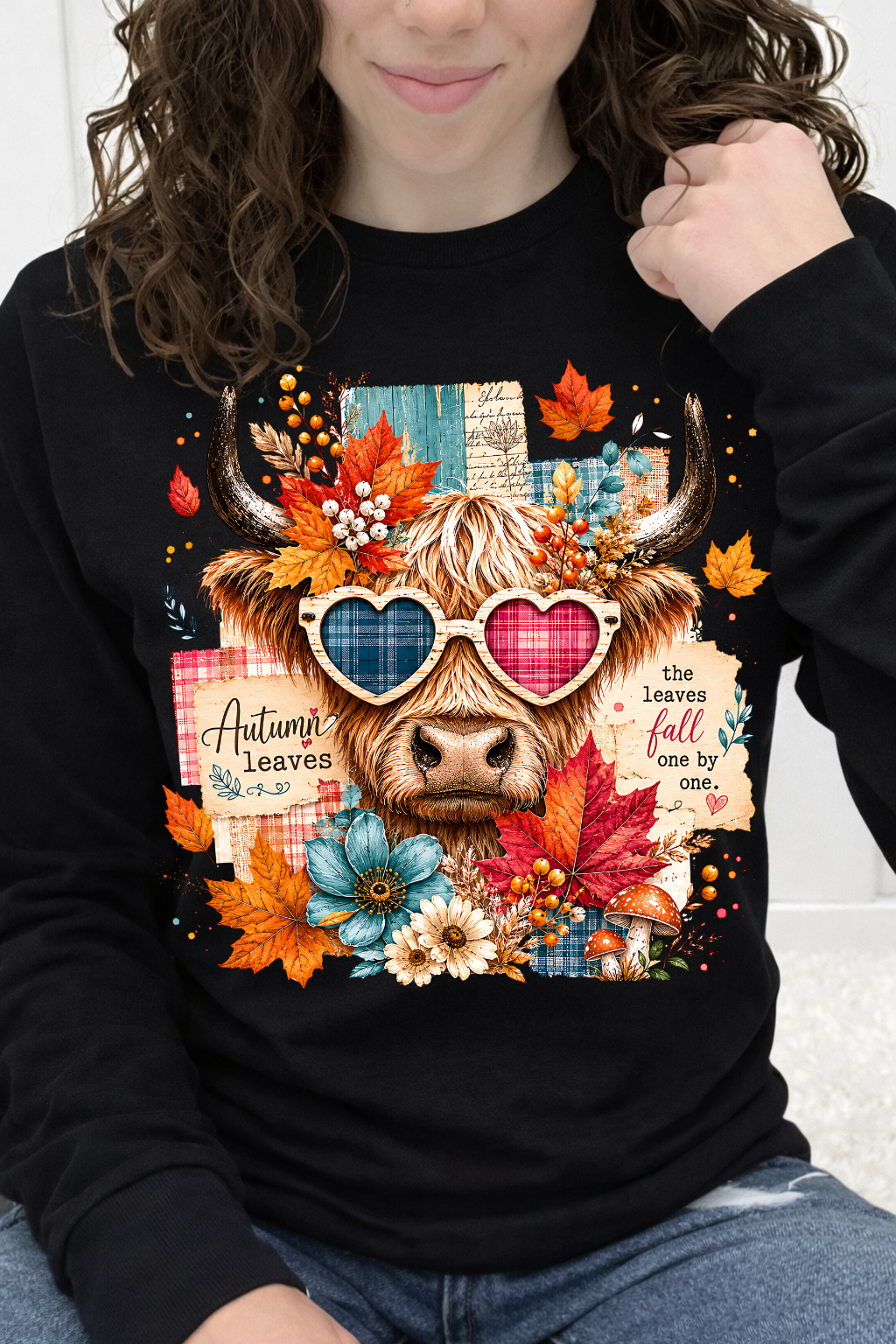 Heart Eyes Highland Cow – "Leaves Fall One by One" Graphic Collection